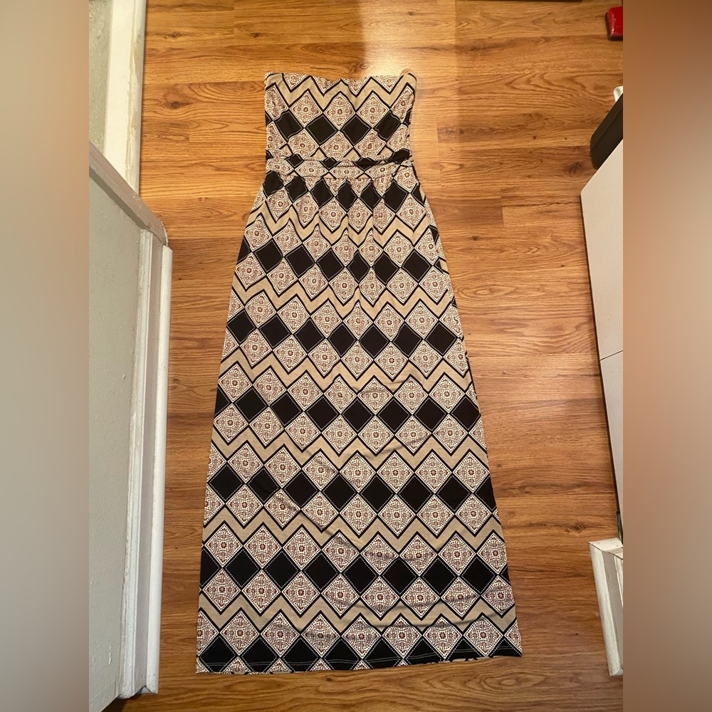 Boho Black and Tan Maxi Dress LIKE NEW